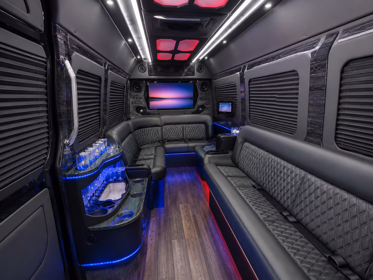 san mateo 30 passenger party bus inside